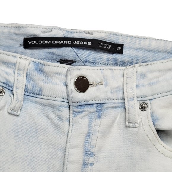 Volcom Girlfriend Ankle Fit High-Rise Jeans, Bleached, 29, Good Used Condition - Picture 3 of 14